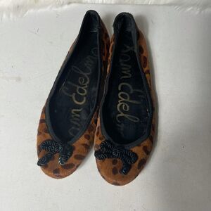 Sam Edelman leather leopard prints calf hair ballerina flats size 8.5M